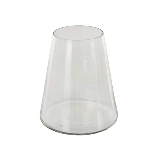 8.5" Clear Glass Wide Cone Shaped Decorative Vase